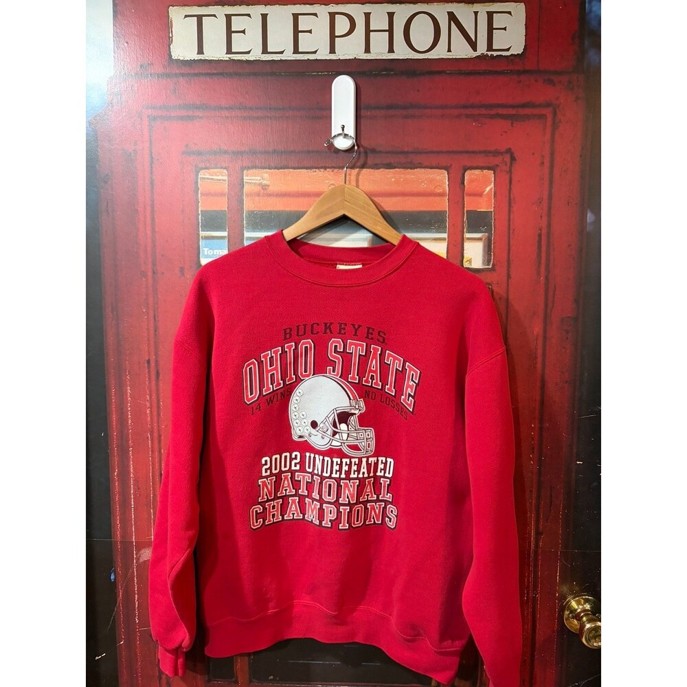 Vintage 2002 Ohio State Buckeyes National Champions Red Lee Sweatshirt Medium